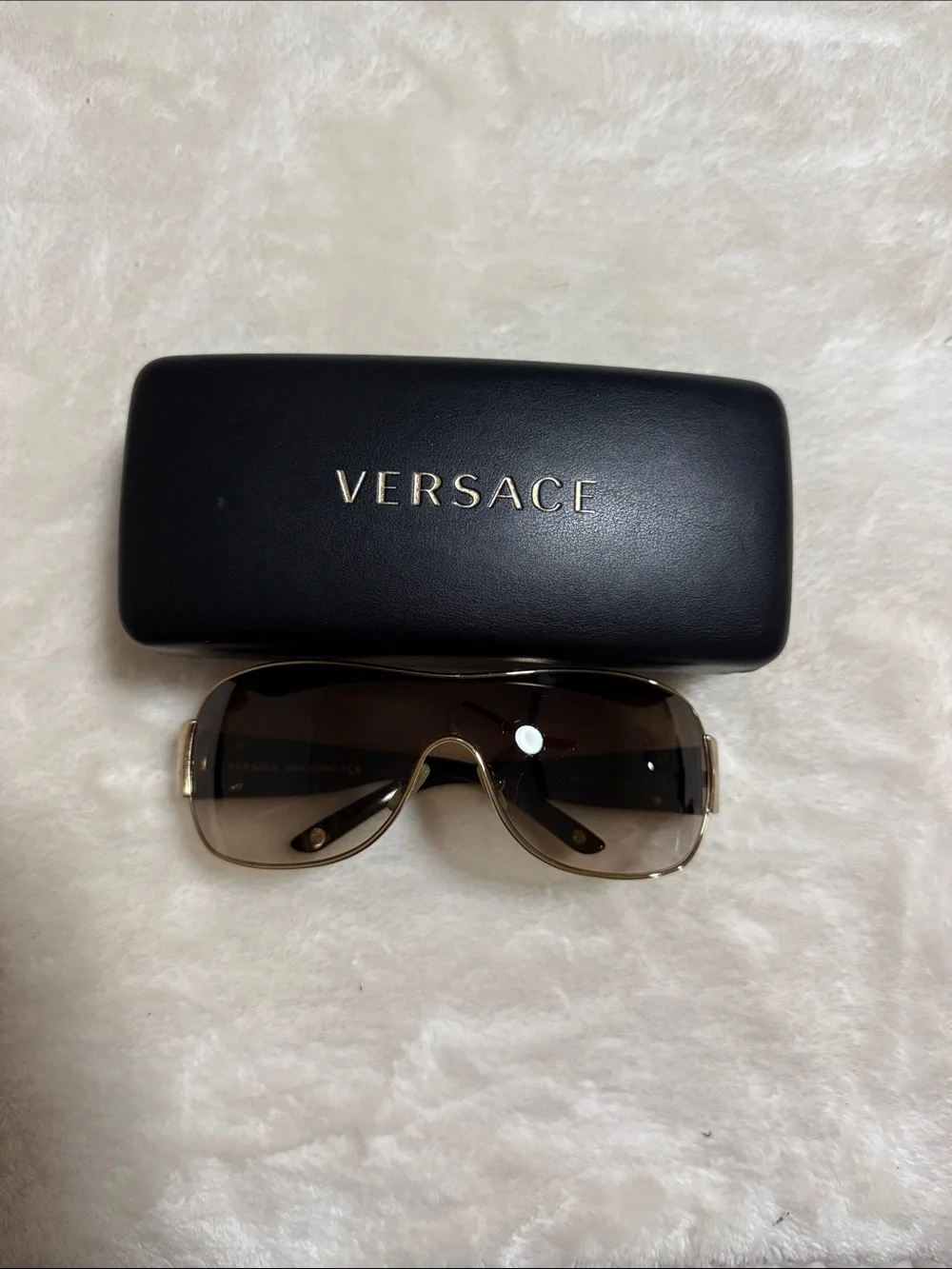 Versace Women’s Shield Sunglasses in Brown and Gold Y2K Versace Brown Shield Sunglasses for Women for sale | eBay main image 3